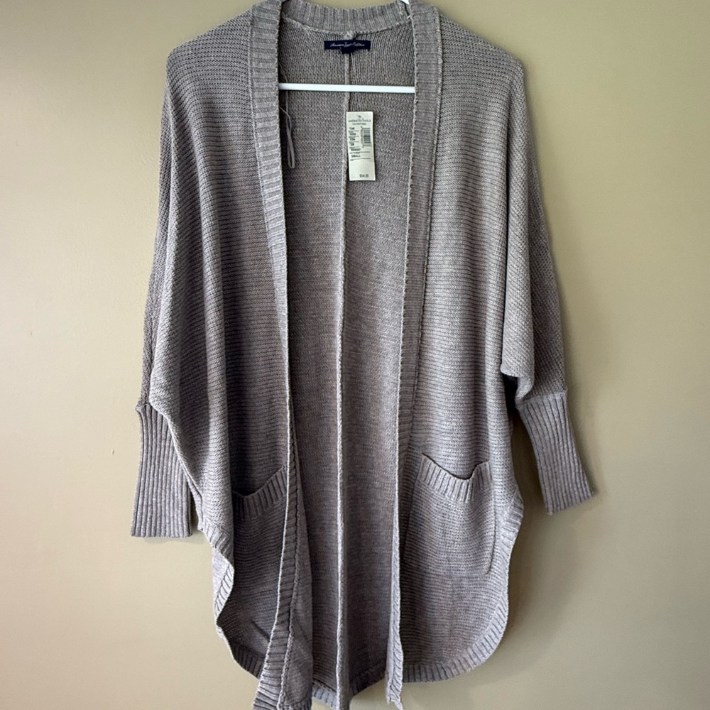 American Eagle Outfitters Gray Shawl Collar Cardigan with Dolman Sleeves